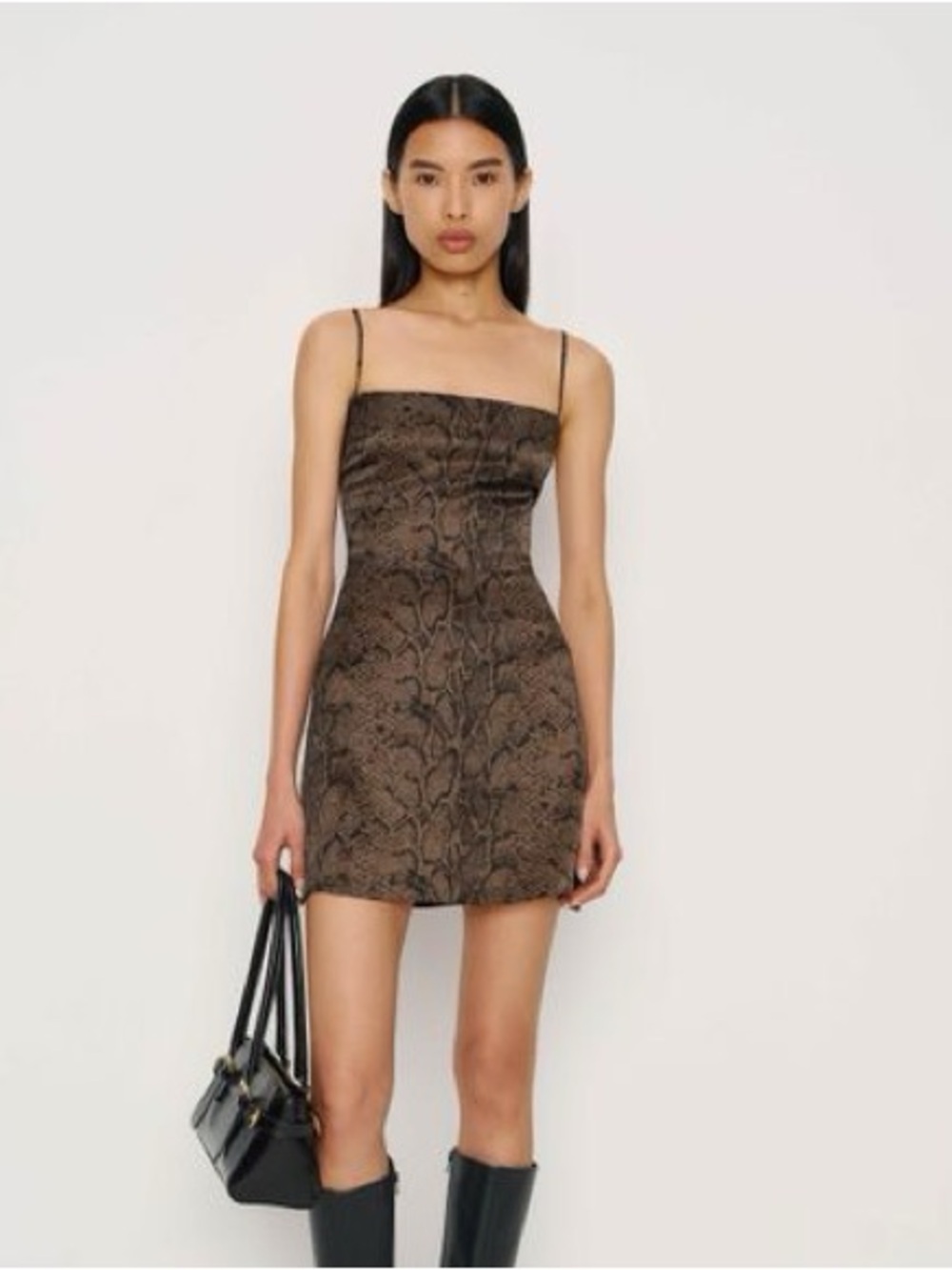 NWT Reformation Frankie Silk Mini Dress Venom Snake Print Size 6